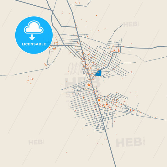 Colorful Gandajika Street Map with Labels and Buildings