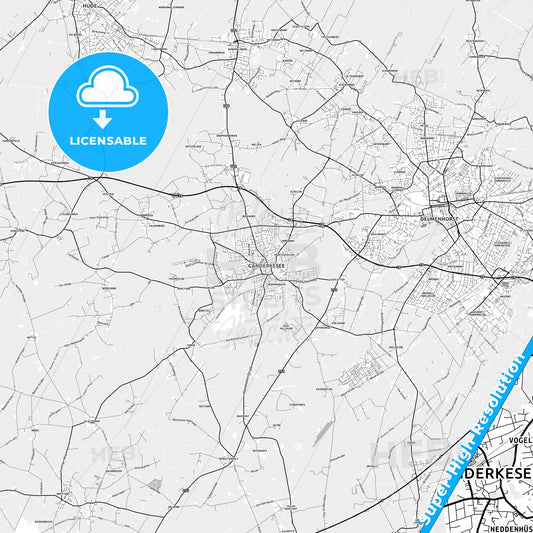 Ganderkesee, Germany light map with streetnames, citynames and districts