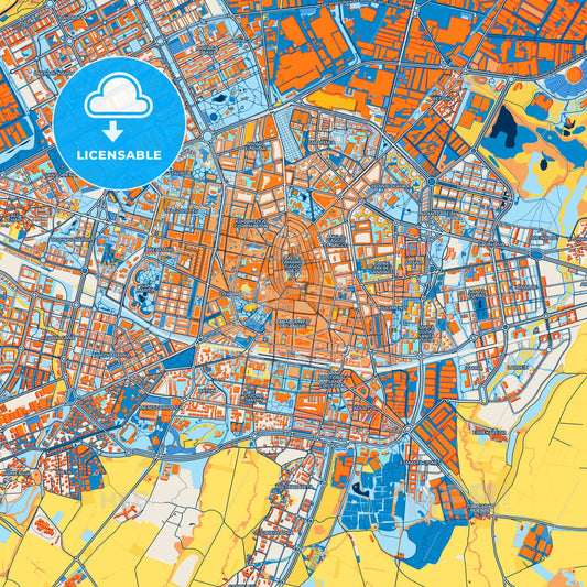 Colorful Gasteiz / Vitoria Street Map with Labels and Buildings