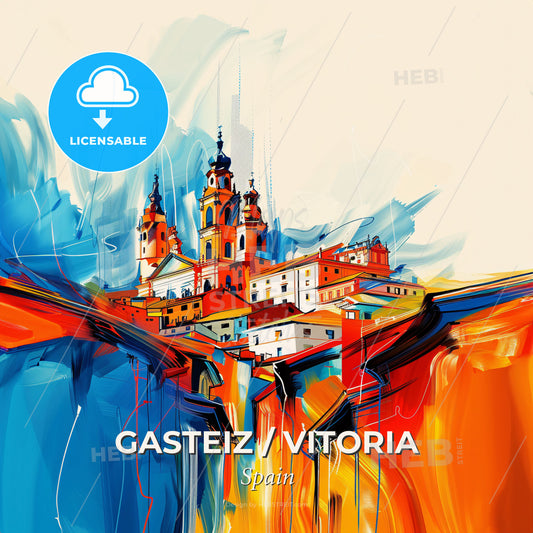 Vibrant Gasteiz / Vitoria, Spain - A Colorful Painting Of A Building - Square format print template