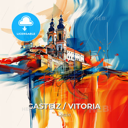 Vibrant Gasteiz / Vitoria, Spain - A Painting Of A Building - Square format print template