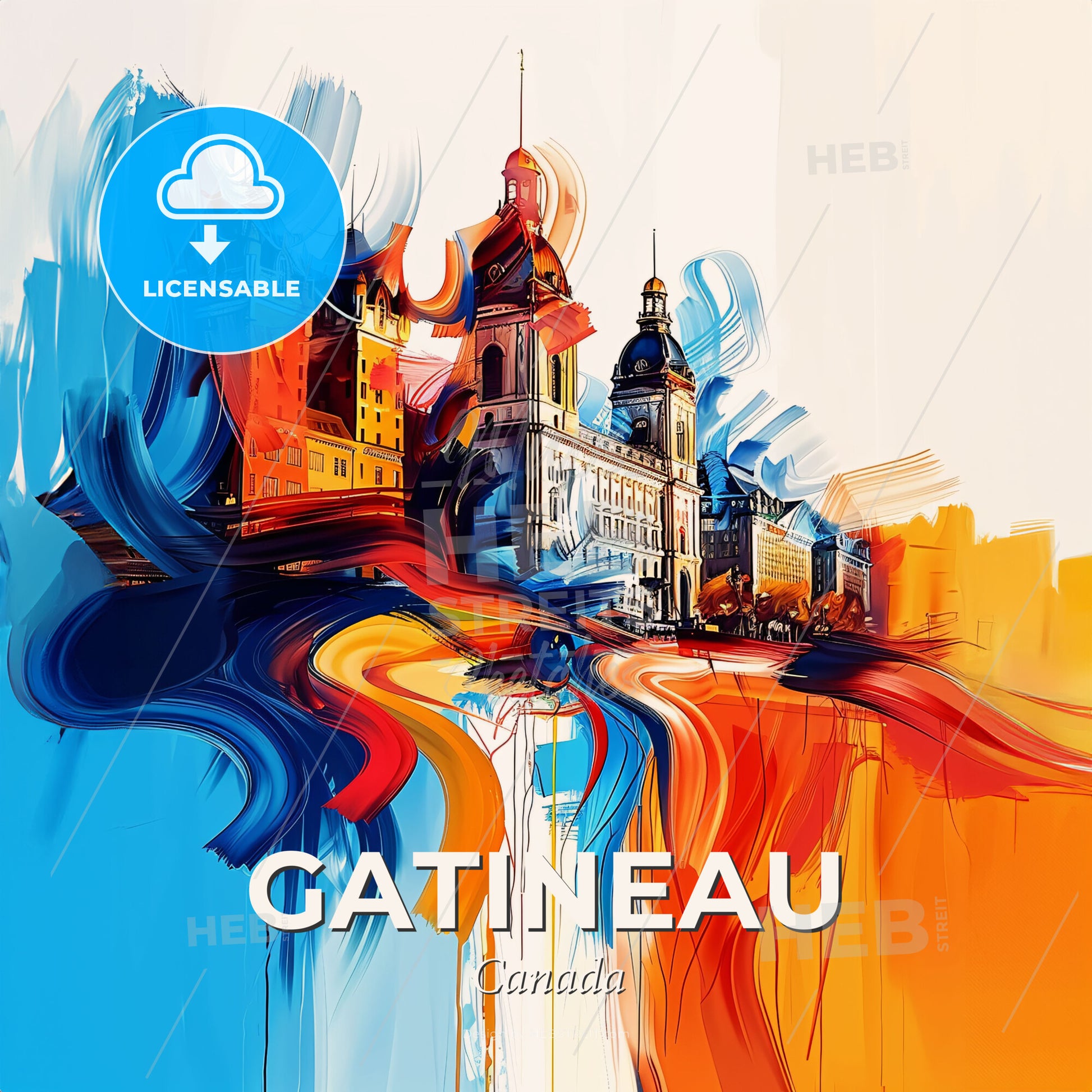 Vibrant Gatineau, Canada - A Painting Of A Building - Square format print template