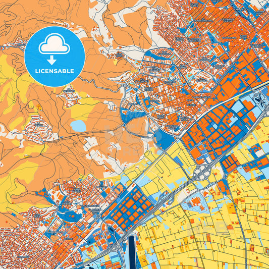 Colorful Gavà Street Map with Labels and Buildings