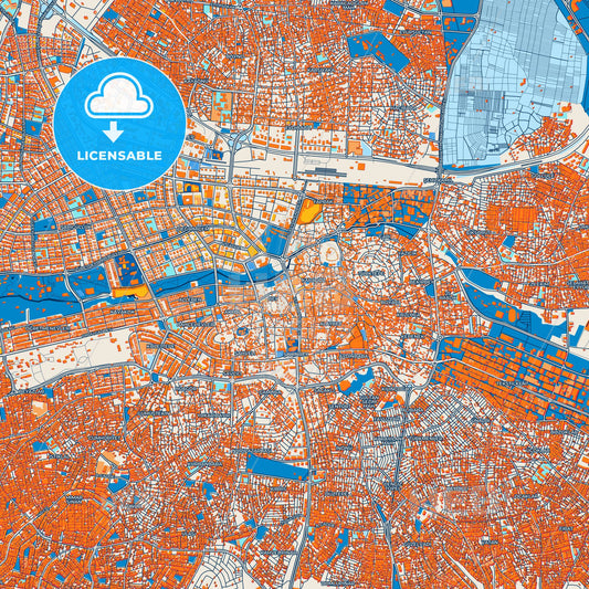 Colorful Gaziantep Street Map with Labels and Buildings
