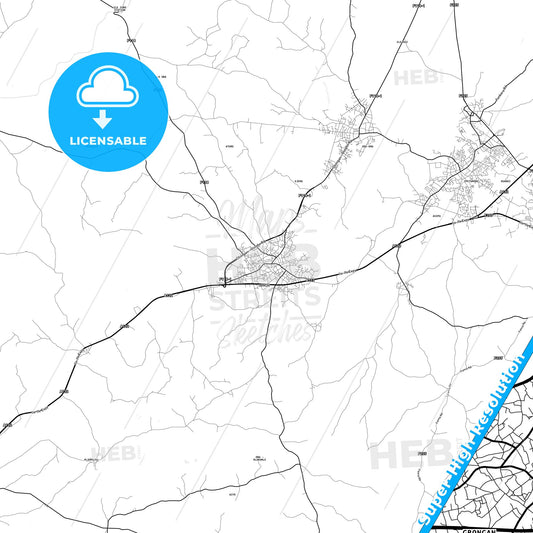 Gbongan, Nigeria light map with streetnames, citynames and districts
