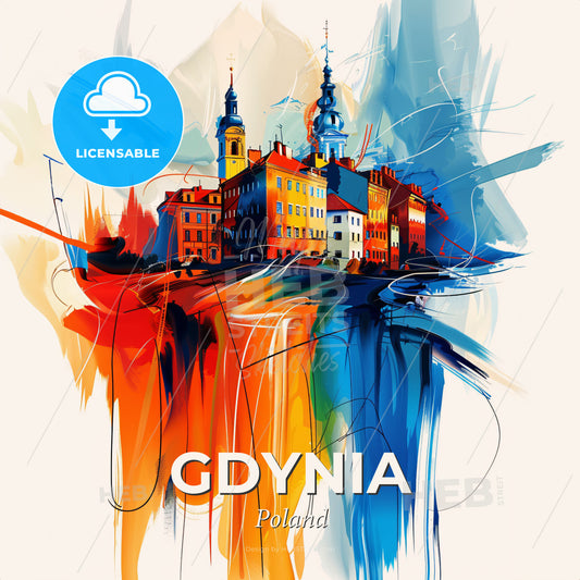 Vibrant Gdynia, Poland - A Colorful Painting Of Buildings - Square format print template