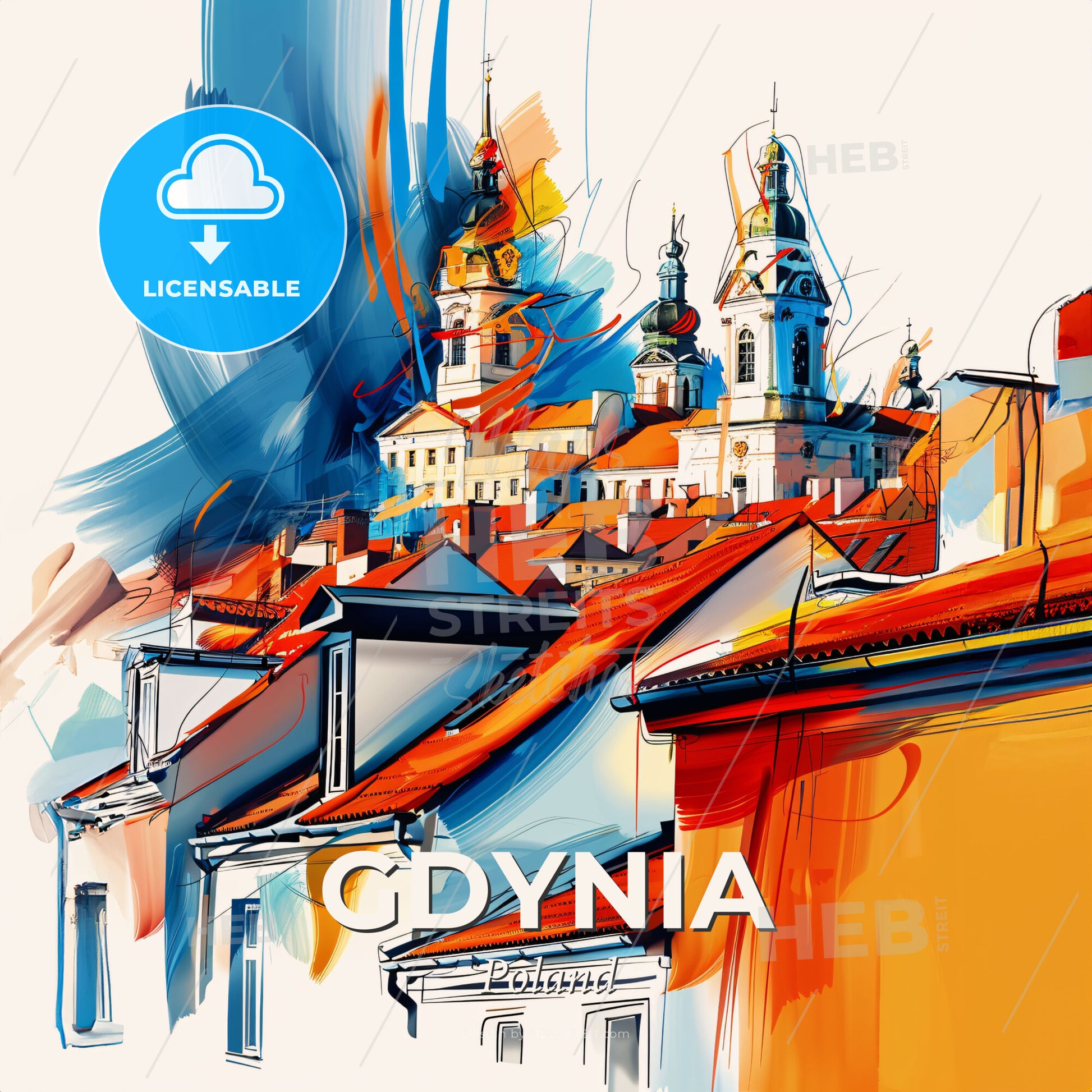 Vibrant Gdynia, Poland - A Painting Of A City - Square format print template