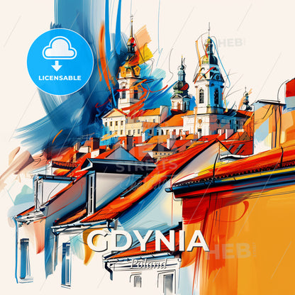 Vibrant Gdynia, Poland - A Painting Of A City - Square format print template