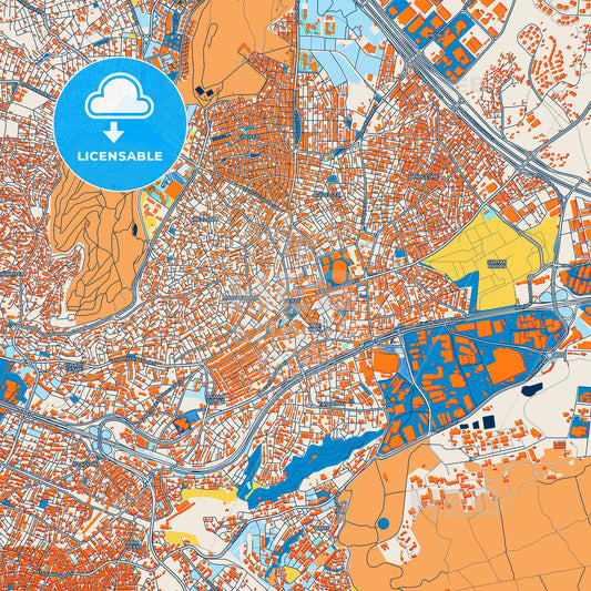 Colorful Gebze Street Map with Labels and Buildings