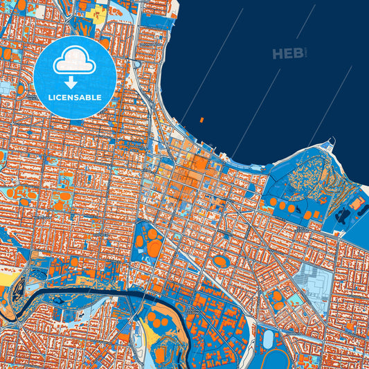 Colorful Geelong Street Map with Labels and Buildings