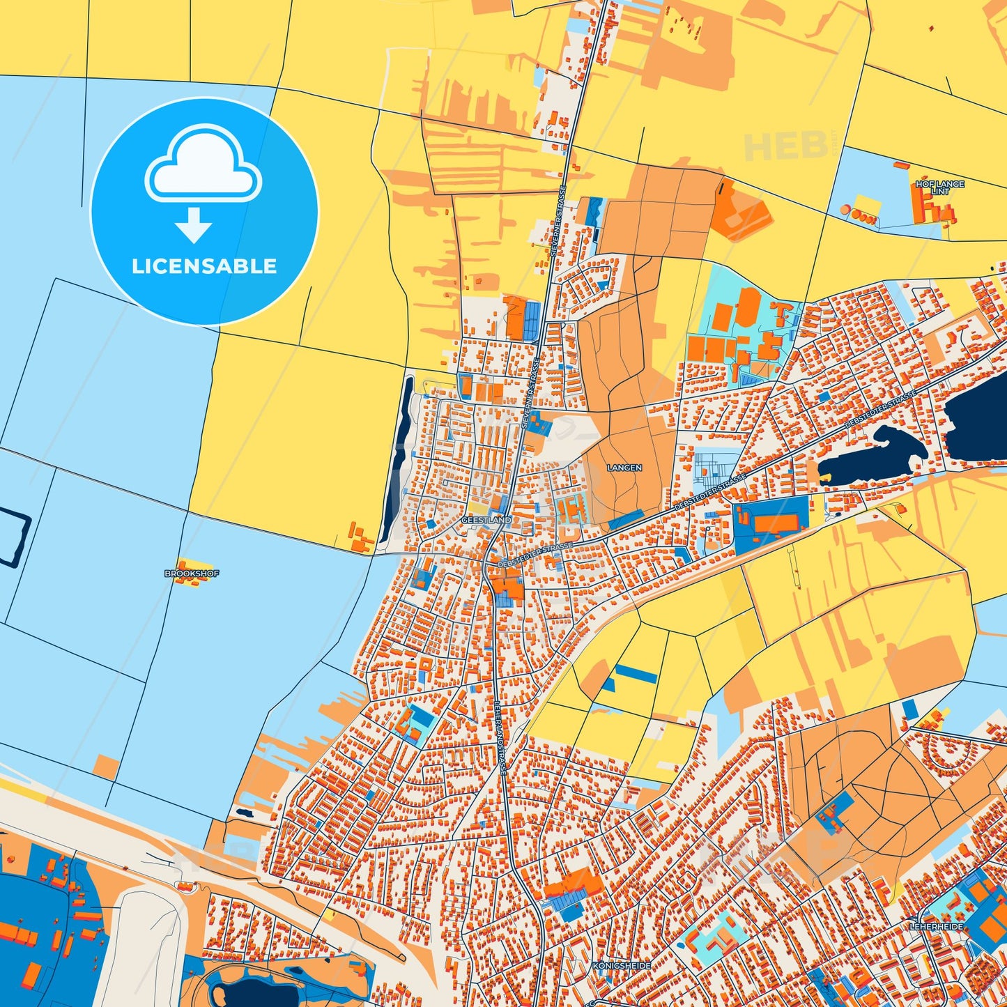 Colorful Geestland Street Map with Labels and Buildings