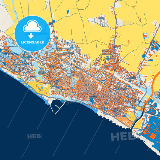 Colorful Gela Street Map with Labels and Buildings