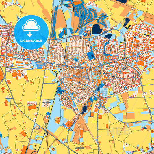 Colorful Geldern Street Map with Labels and Buildings