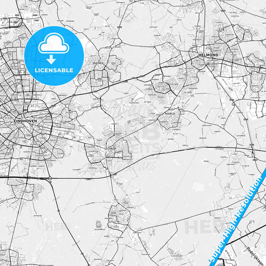 Geldrop-Mierlo, Netherlands light map with streetnames, citynames and districts