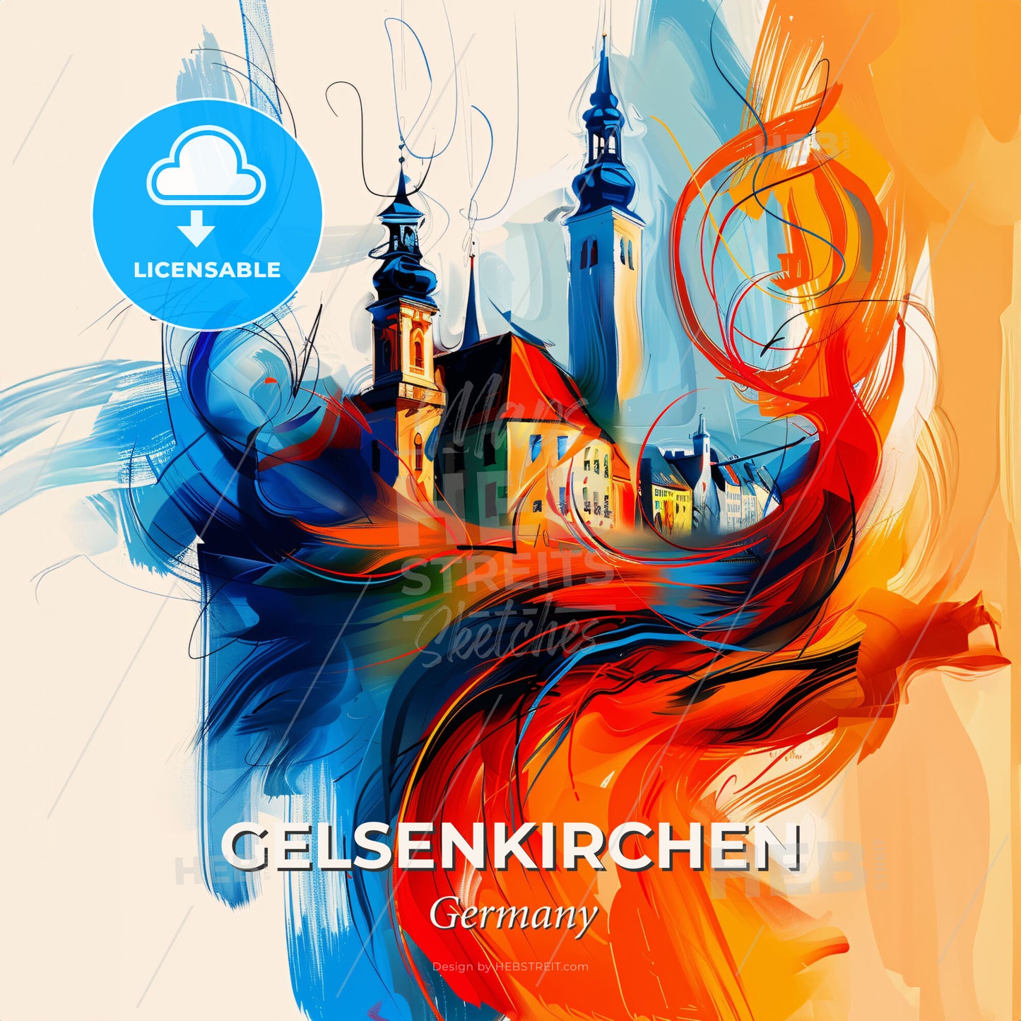 Vibrant Gelsenkirchen, Germany - A Colorful Painting Of A Building - Square format print template