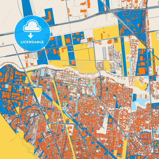 Colorful General Escobedo Street Map with Labels and Buildings
