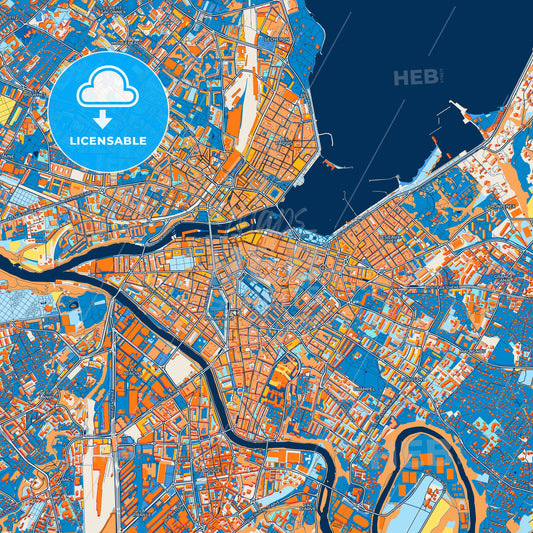 Colorful Geneva Street Map with Labels and Buildings