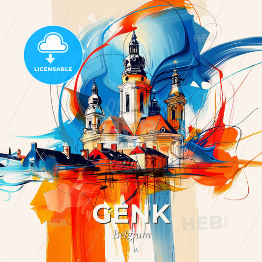 Vibrant Genk, Belgium - A Painting Of A Building With Colorful Paint - Square format print template