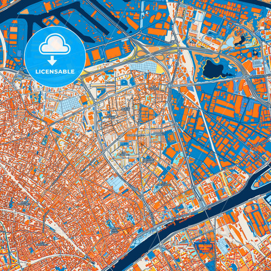 Colorful Gennevilliers Street Map with Labels and Buildings