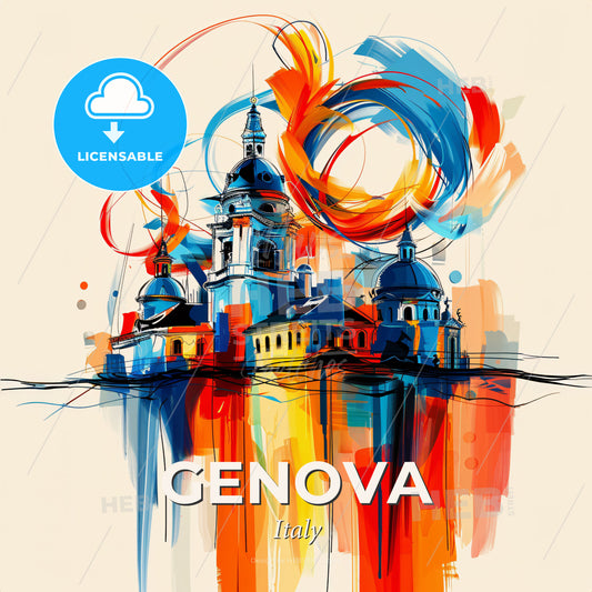 Vibrant Genova , Italy - A Painting Of A Building - Square format print template