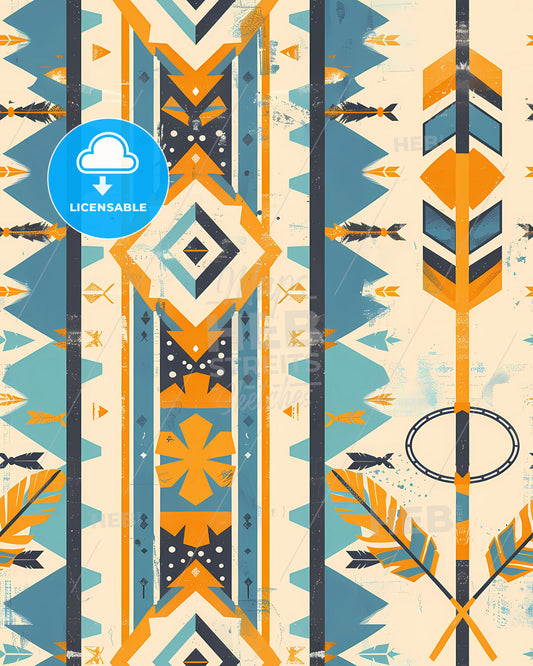 Contemporary Geometric Western Seamless Paper: Artful Painting with Feathers and Arrows