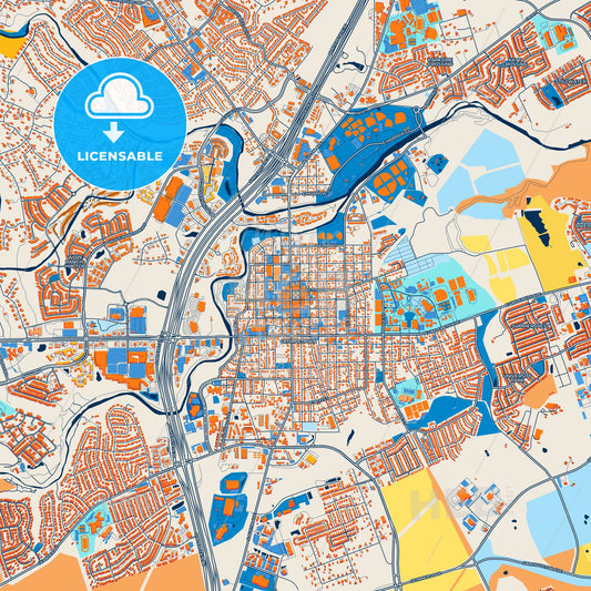 Colorful Georgetown Street Map with Labels and Buildings