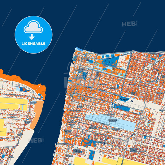 Colorful Georgetown Street Map with Labels and Buildings