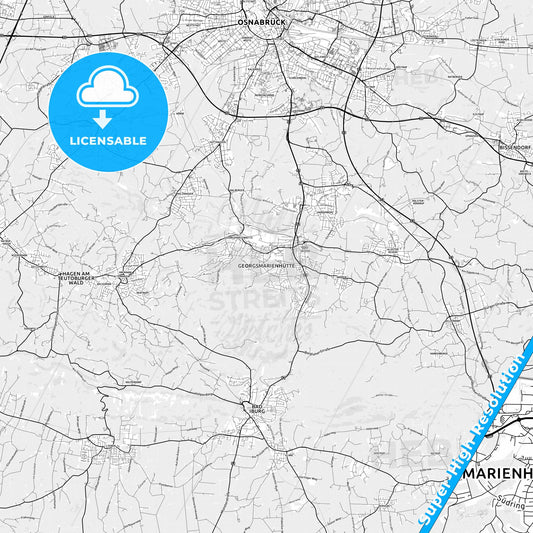 Georgsmarienhutte, Germany light map with streetnames, citynames and districts