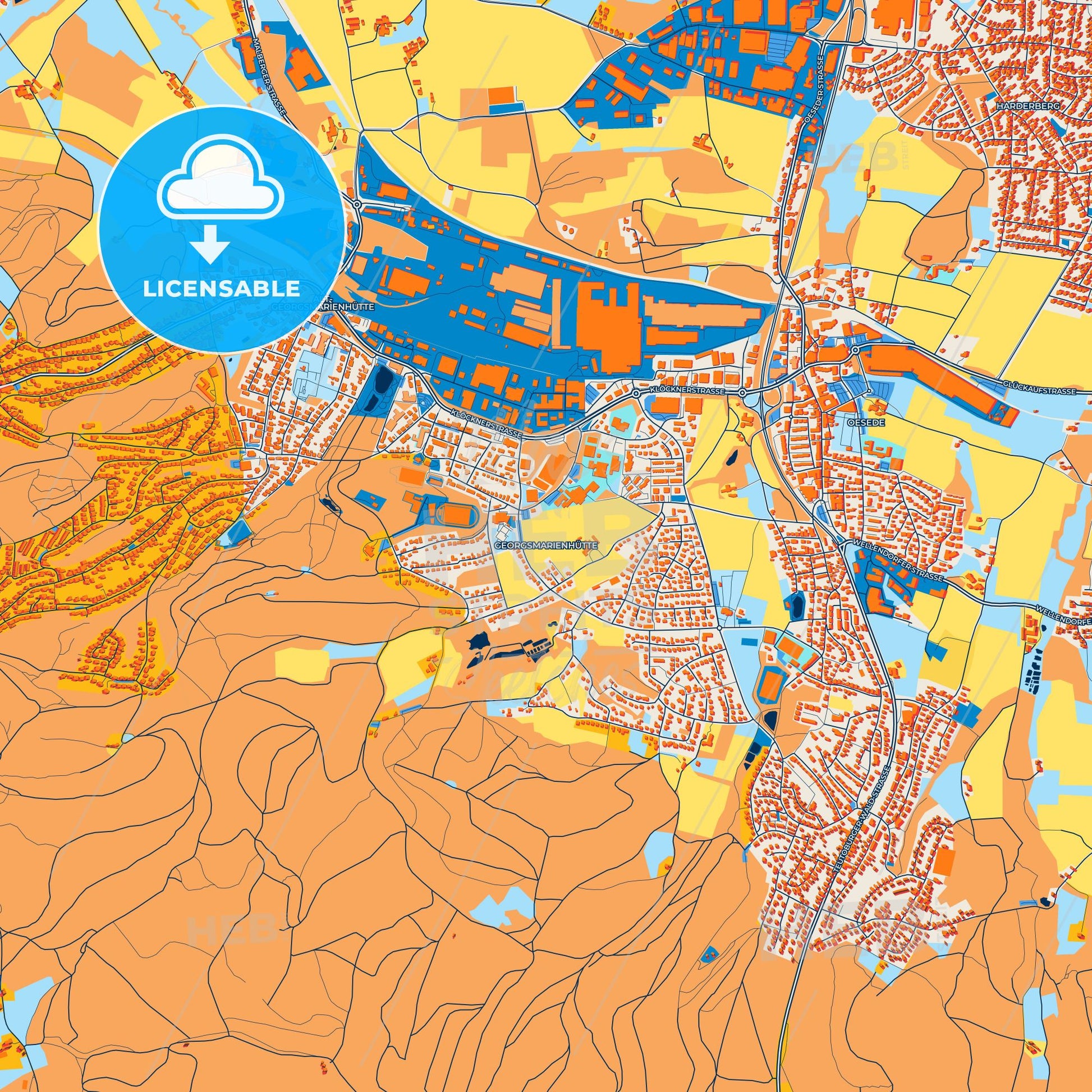 Colorful Georgsmarienhutte Street Map with Labels and Buildings