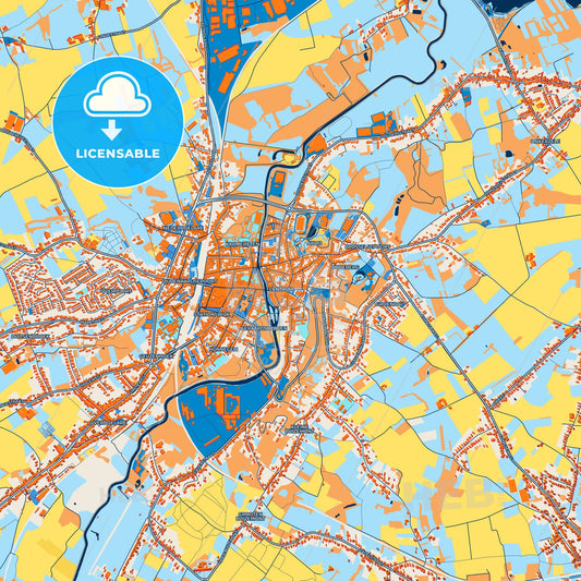 Colorful Geraardsbergen Street Map with Labels and Buildings