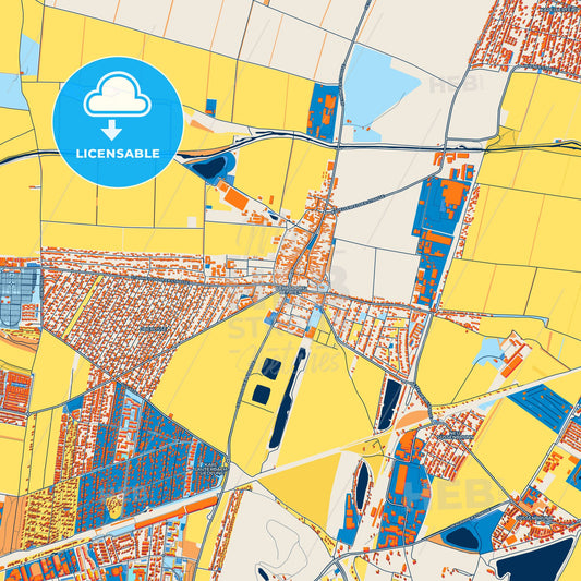 Colorful Gerasdorf bei Wien Street Map with Labels and Buildings