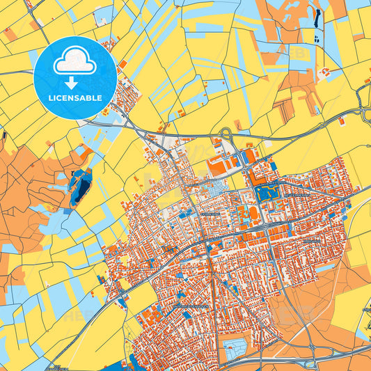 Colorful Germering Street Map with Labels and Buildings