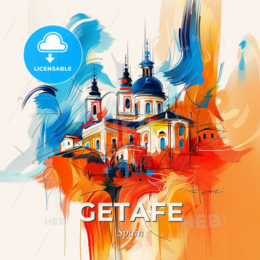 Vibrant Getafe, Spain - A Painting Of A Building - Square format print template