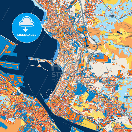 Colorful Getxo Street Map with Labels and Buildings