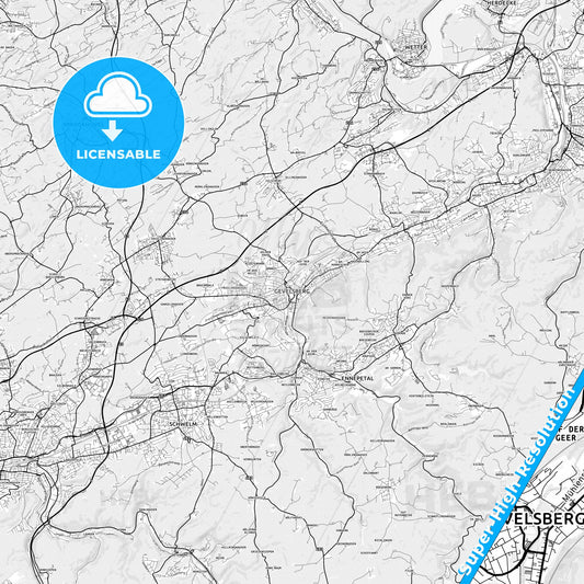 Gevelsberg, Germany light map with streetnames, citynames and districts