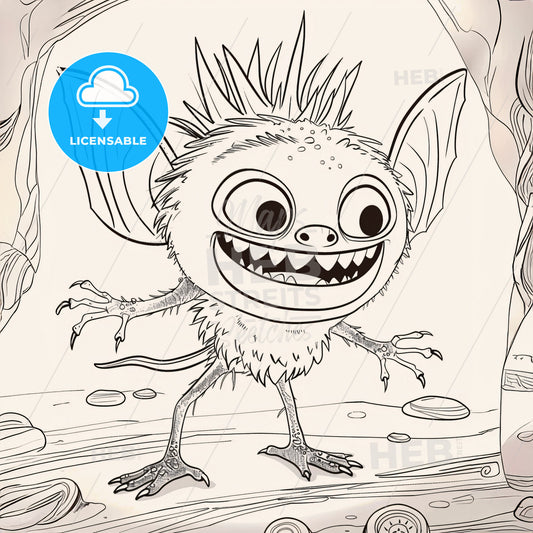 Giant Bat With No Smile And No Tale - A Cartoon Of A Monster