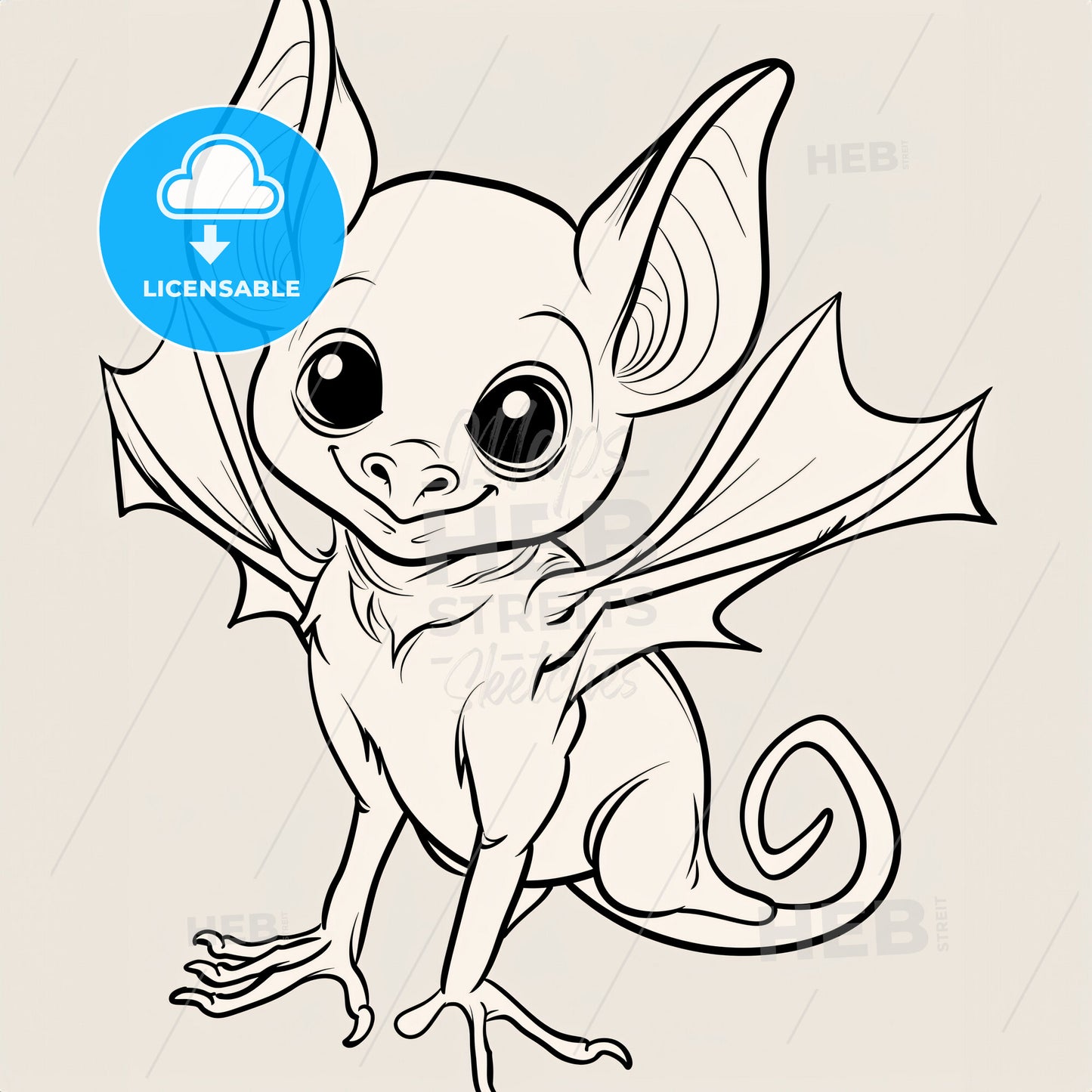 Giant Bat With No Smile And No Tale - A Drawing Of A Bat