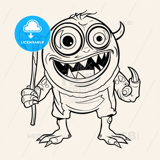 Giant Oneeyed Cyclop With Club In One Hand - A Cartoon Of A Monster Holding An Axe