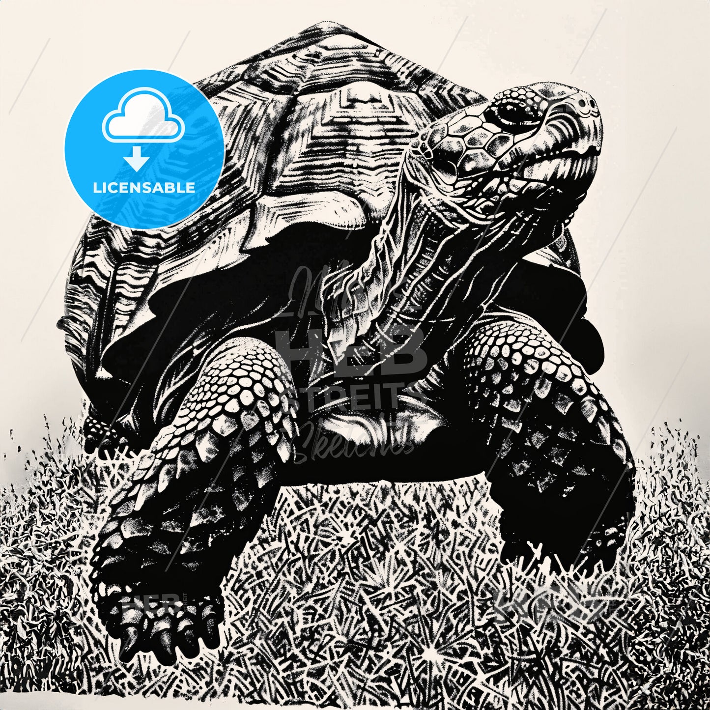 Giant Tortoise - A Black And White Image Of A Turtle