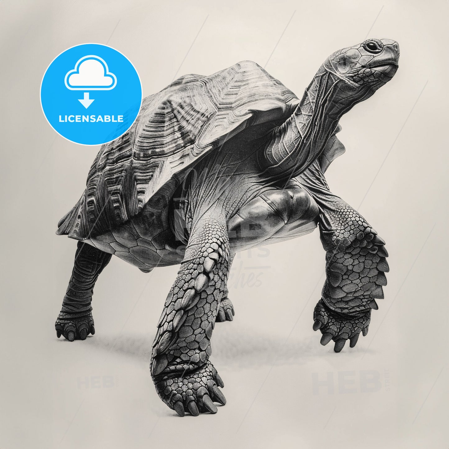 Giant Tortoise - A Turtle Walking On A White Background