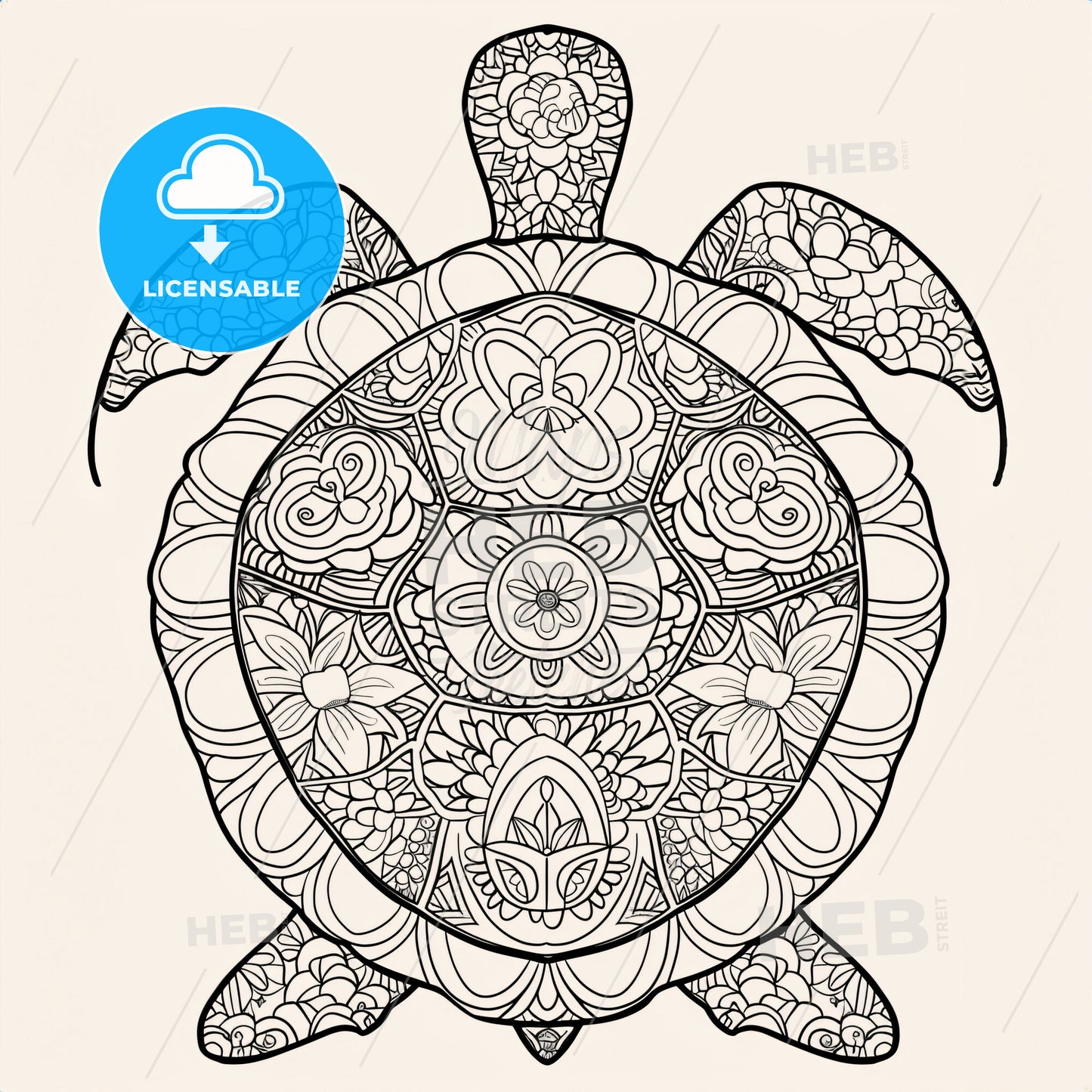 Giant Tortoise - A Black And White Drawing Of A Turtle