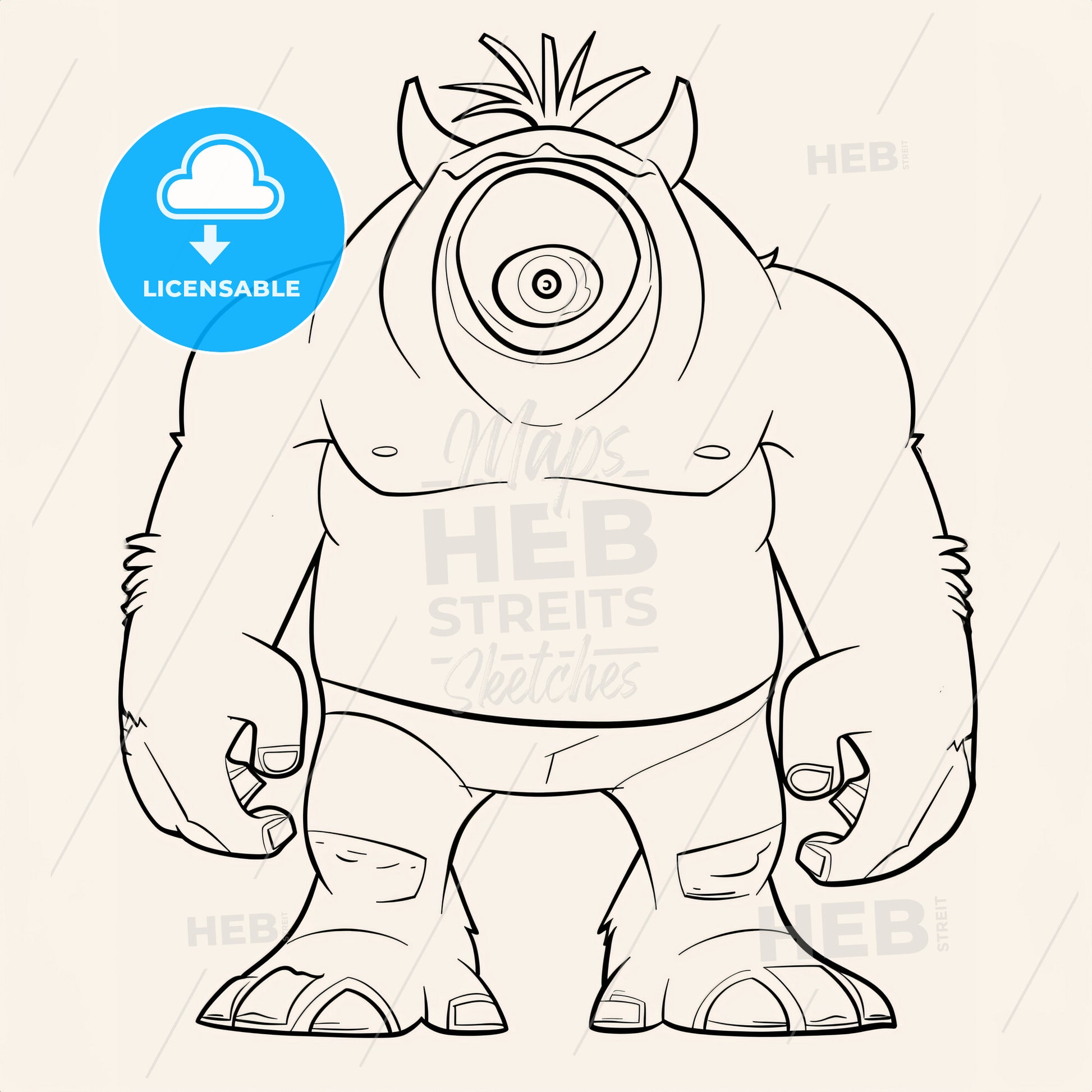 Giant With A Single Eye Located In The Center Of Its Forehead - A Cartoon Of A Monster