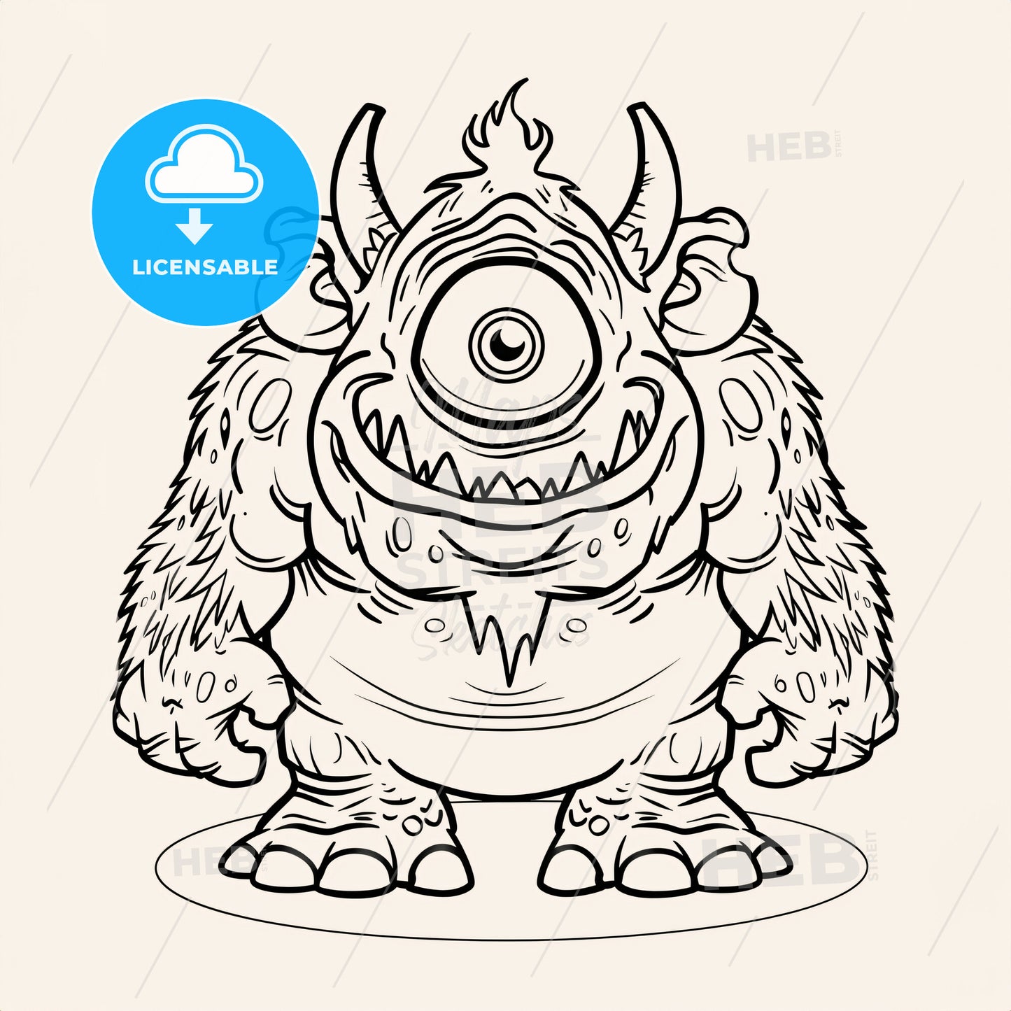 Giant With A Single Eye Located In The Center Of Its Forehead - A Cartoon Of A Monster