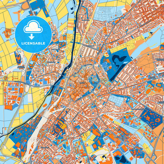 Colorful Gießen Street Map with Labels and Buildings