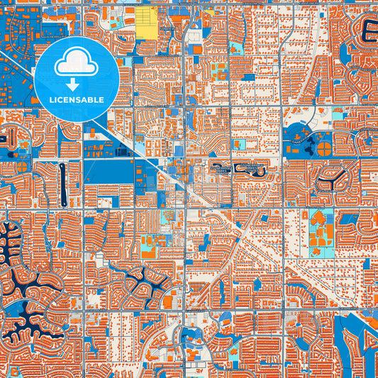 Colorful Gilbert Street Map with Labels and Buildings