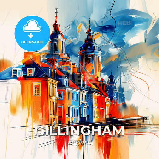 Vibrant Gillingham, England - A Painting Of A Building - Square format print template