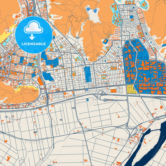 Colorful Gimhae Street Map with Labels and Buildings
