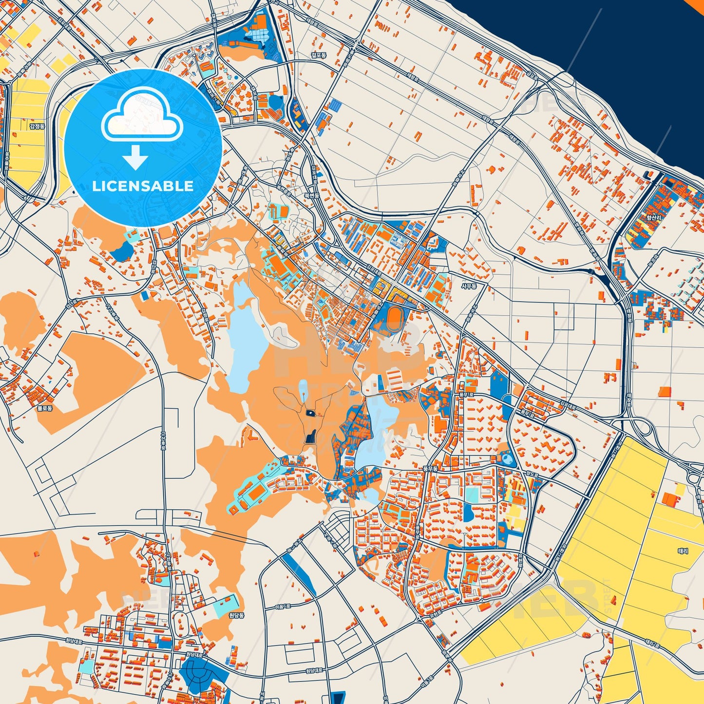 Colorful Gimpo Street Map with Labels and Buildings