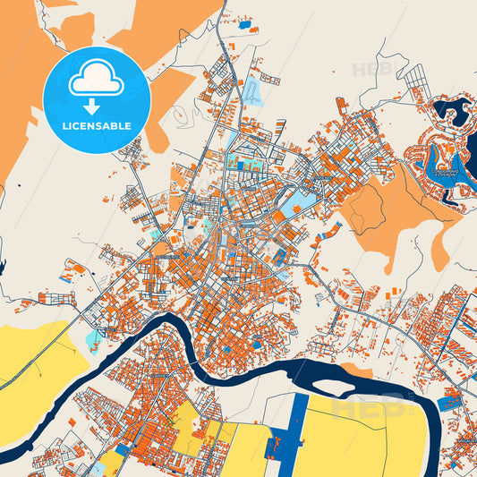 Colorful Girardot City Street Map with Labels and Buildings