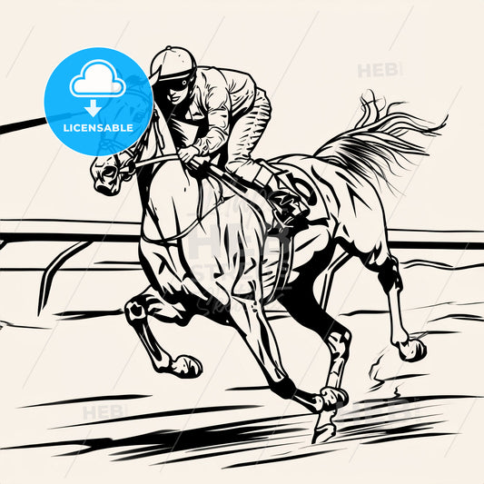 Girl Riding Racehorse On Racetrack - A Horse With Jockey Riding A Pole